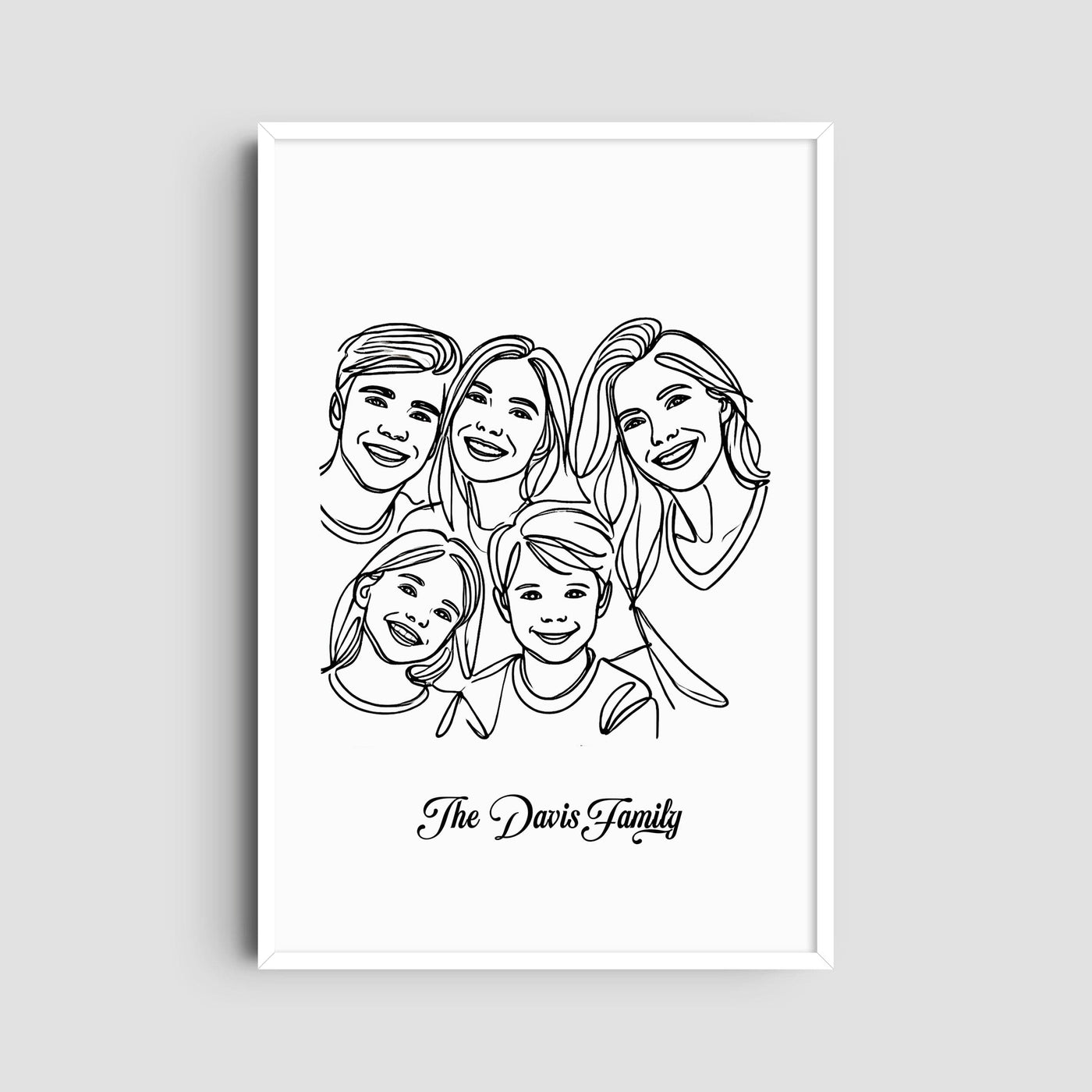 Custom Five Line Art Family - Portrait