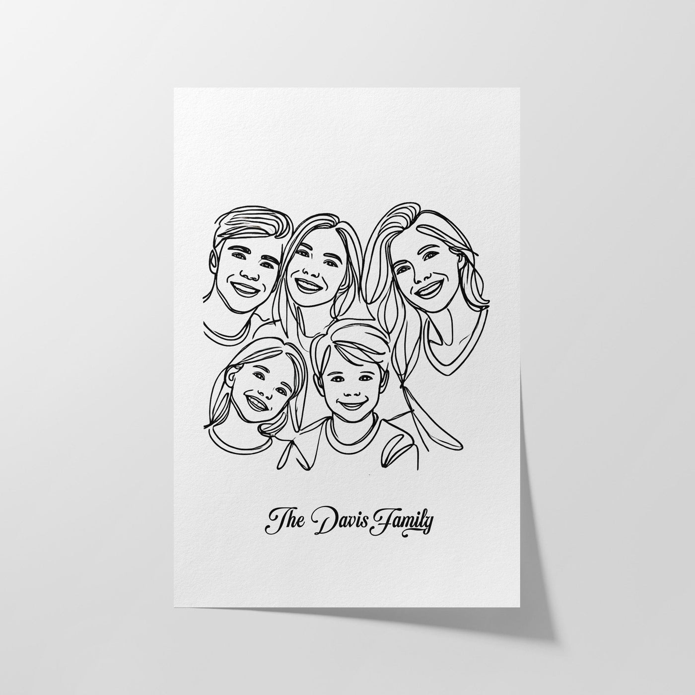 Custom Five Line Art Family - Portrait