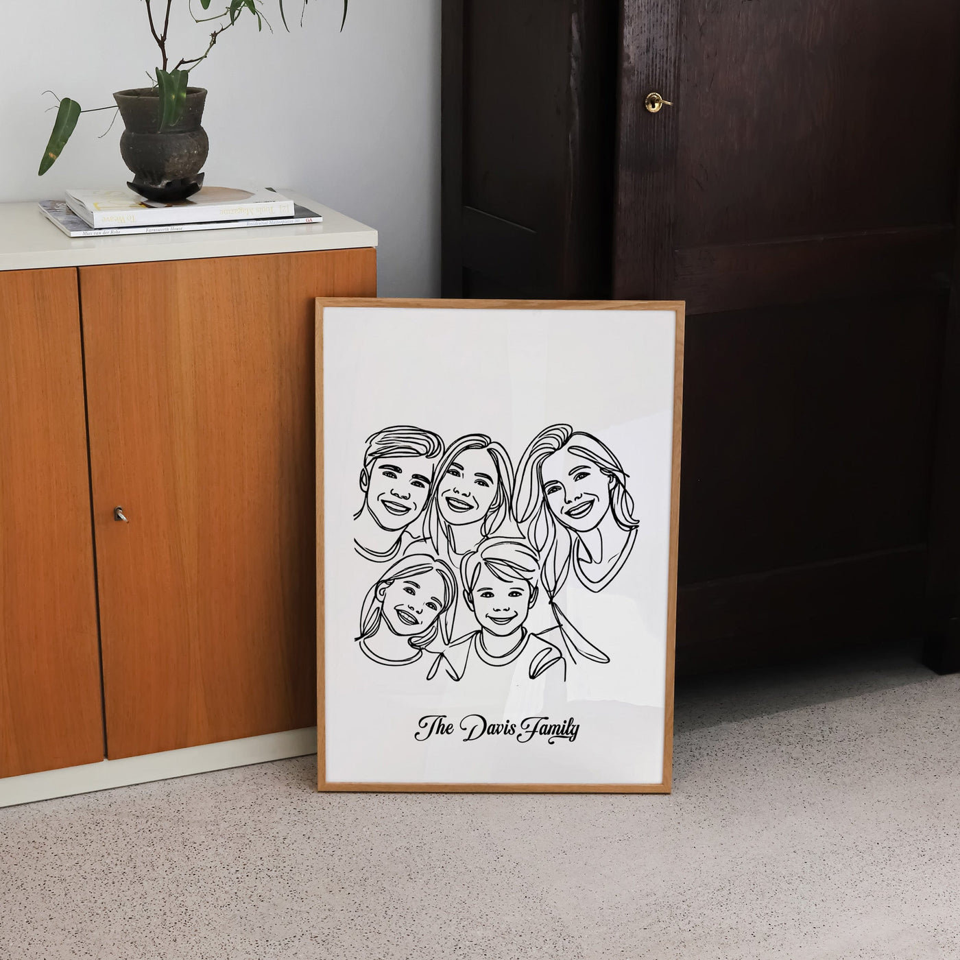 Custom Five Line Art Family - Portrait