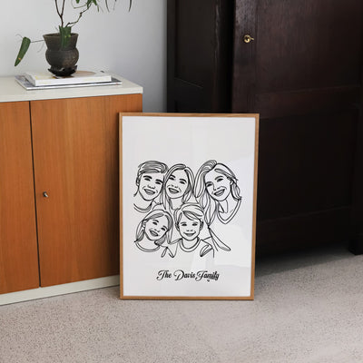 Custom Five Line Art Family - Portrait