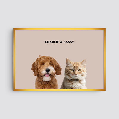 Custom Two Pet Modern Portrait - Dusty Pink