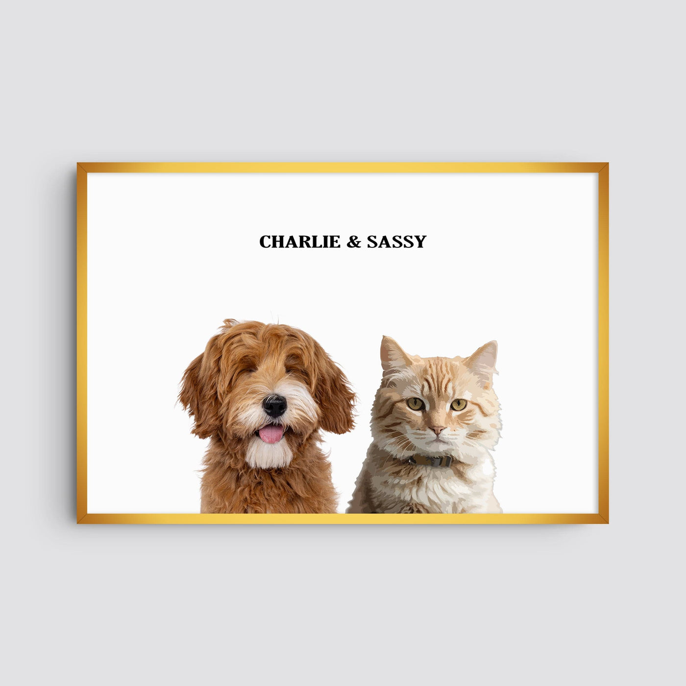 Custom Two Pets Modern Portrait