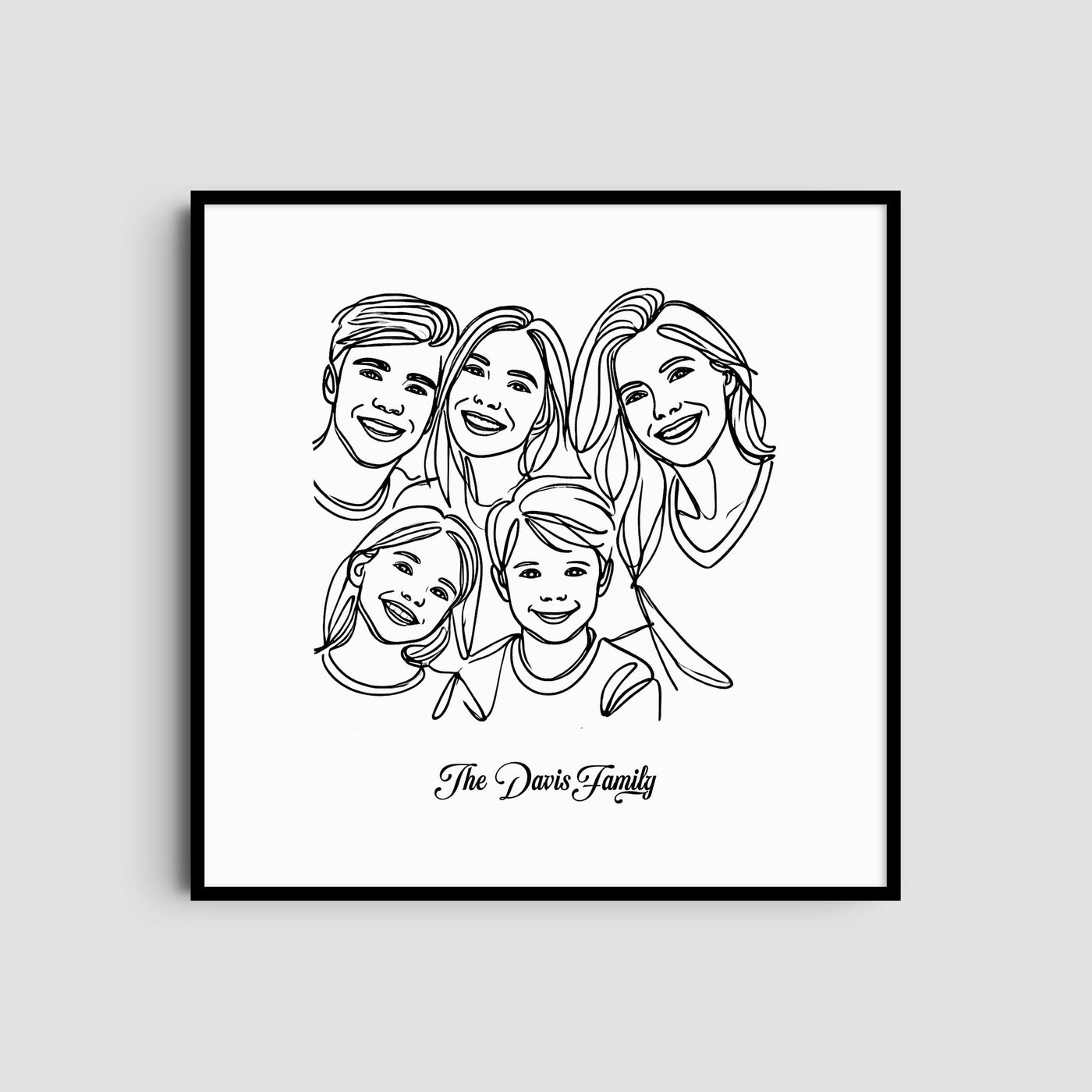 Custom  Five Line Art Family - Square