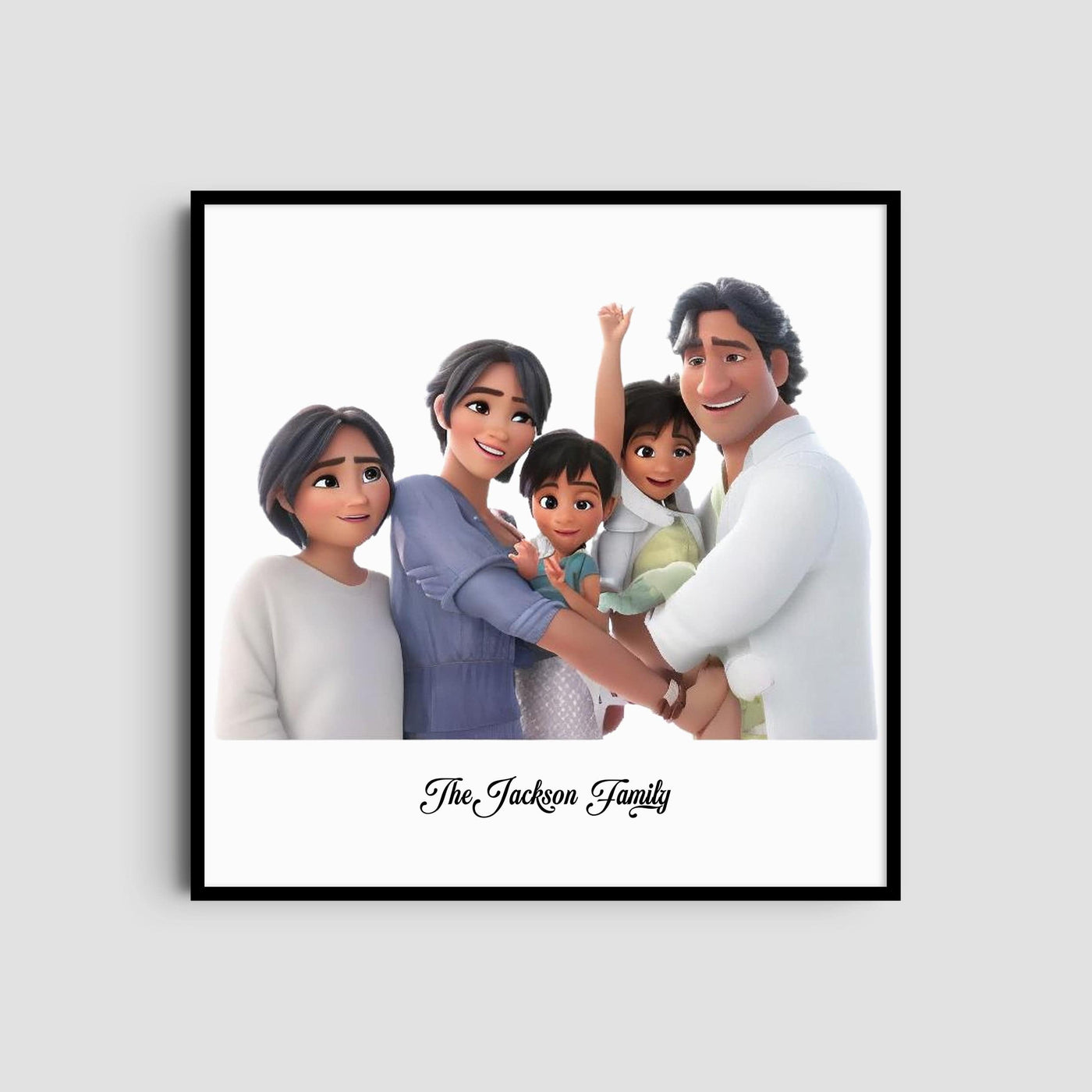 Custom Five Family Cartoons - Square