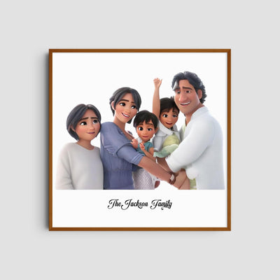 Custom Five Family Cartoons - Square