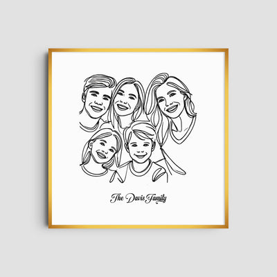 Custom  Five Line Art Family - Square