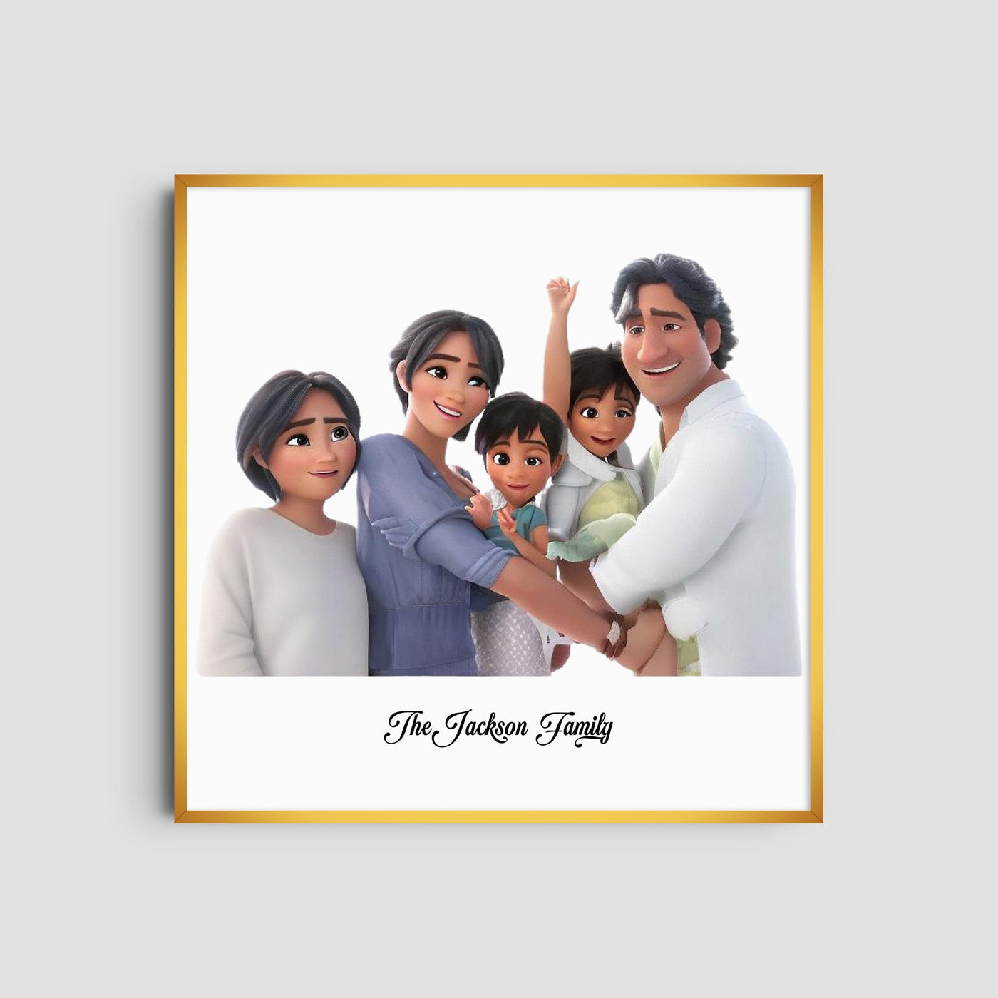 Custom Five Family Cartoons - Square