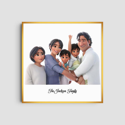 Custom Five Family Cartoons - Square