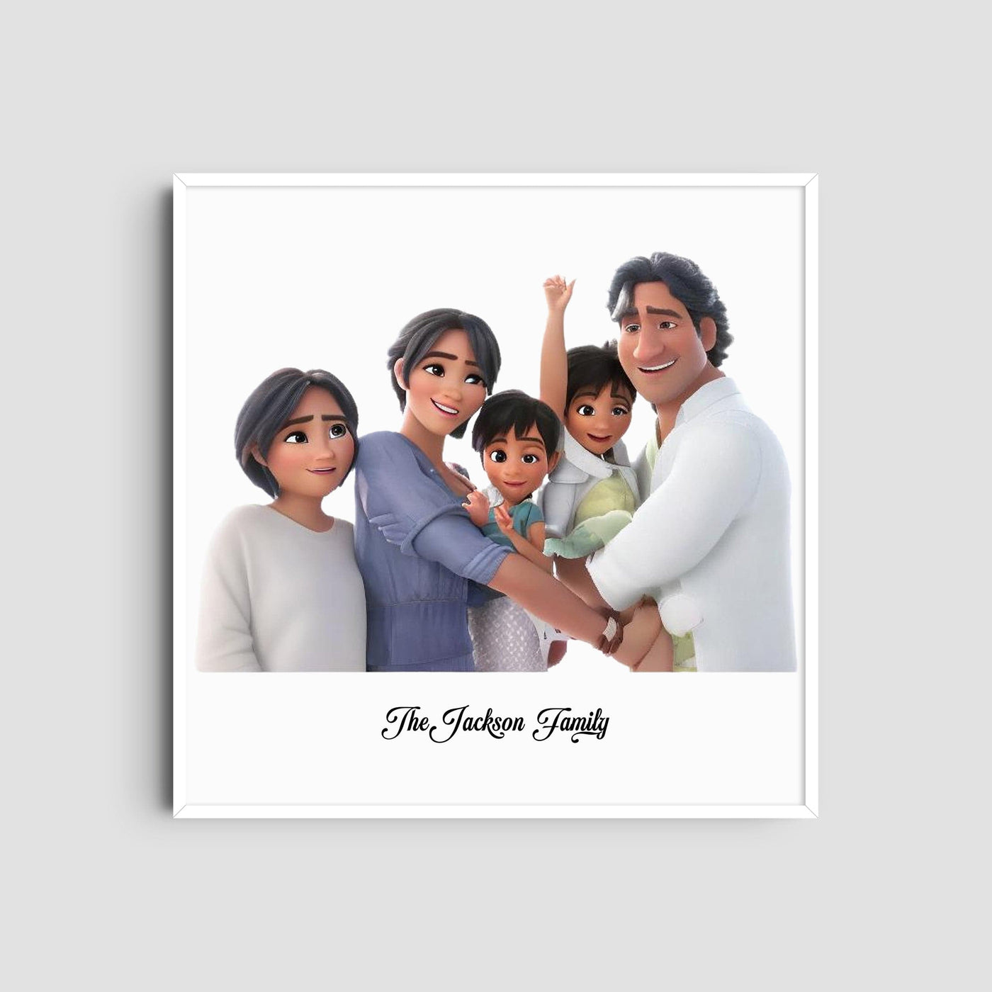 Custom Five Family Cartoons - Square