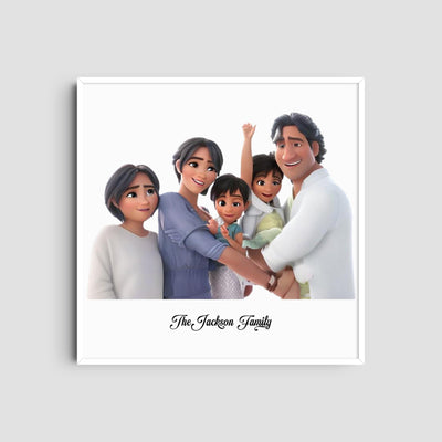 Custom Five Family Cartoons - Square