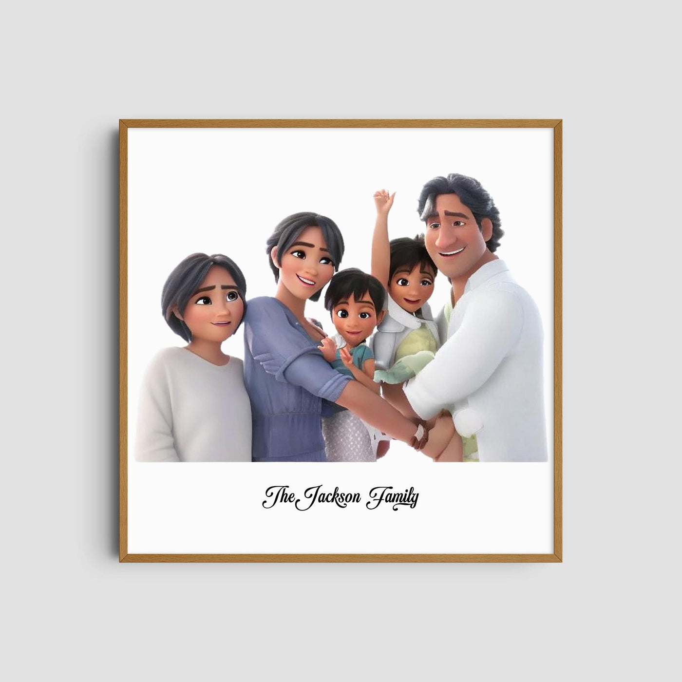 Custom Five Family Cartoons - Square