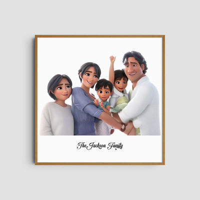 Custom Five Family Cartoons - Square