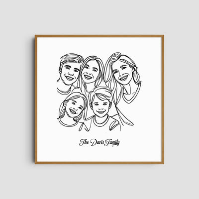 Custom  Five Line Art Family - Square