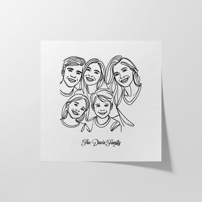 Custom  Five Line Art Family - Square