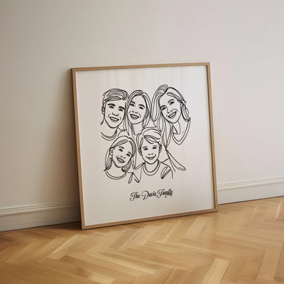 Custom  Five Line Art Family - Square