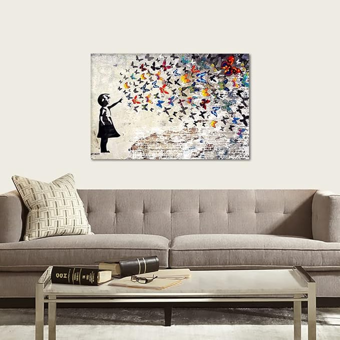 BANKSY FLYING BUTTERFLIES CANVAS