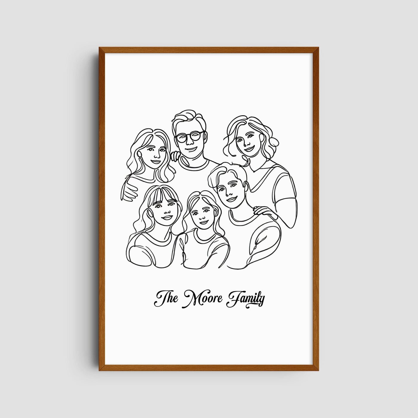 Custom Six Line Art Family - Portrait