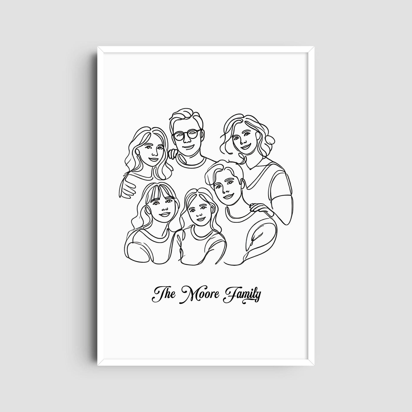 Custom Six Line Art Family - Portrait