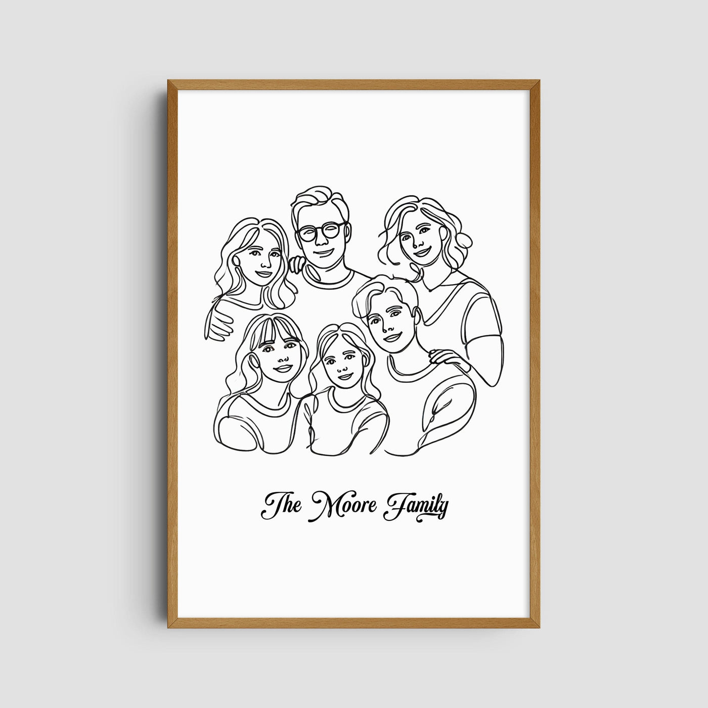 Custom Six Line Art Family - Portrait