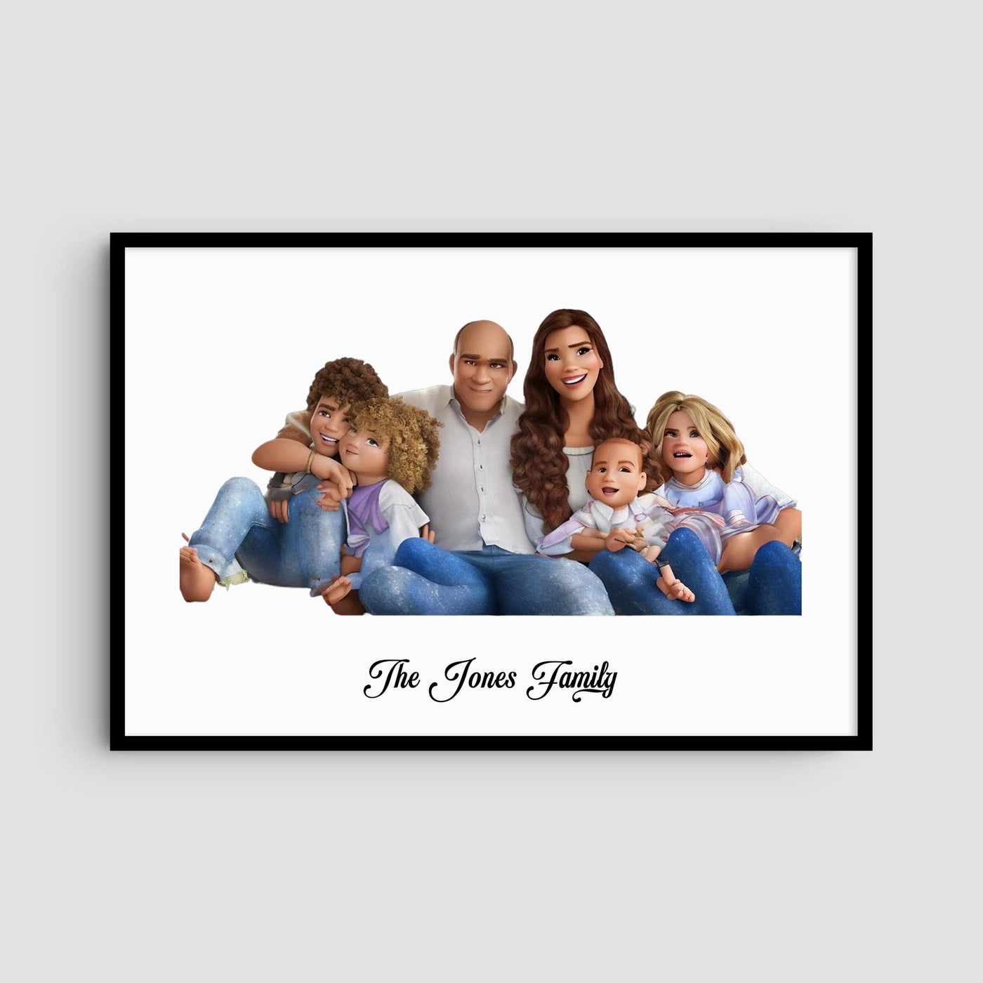 Custom Six Family Cartoons - Landscape