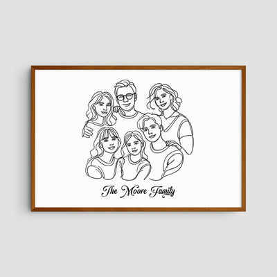 Custom Six Line Art Family - Landscape