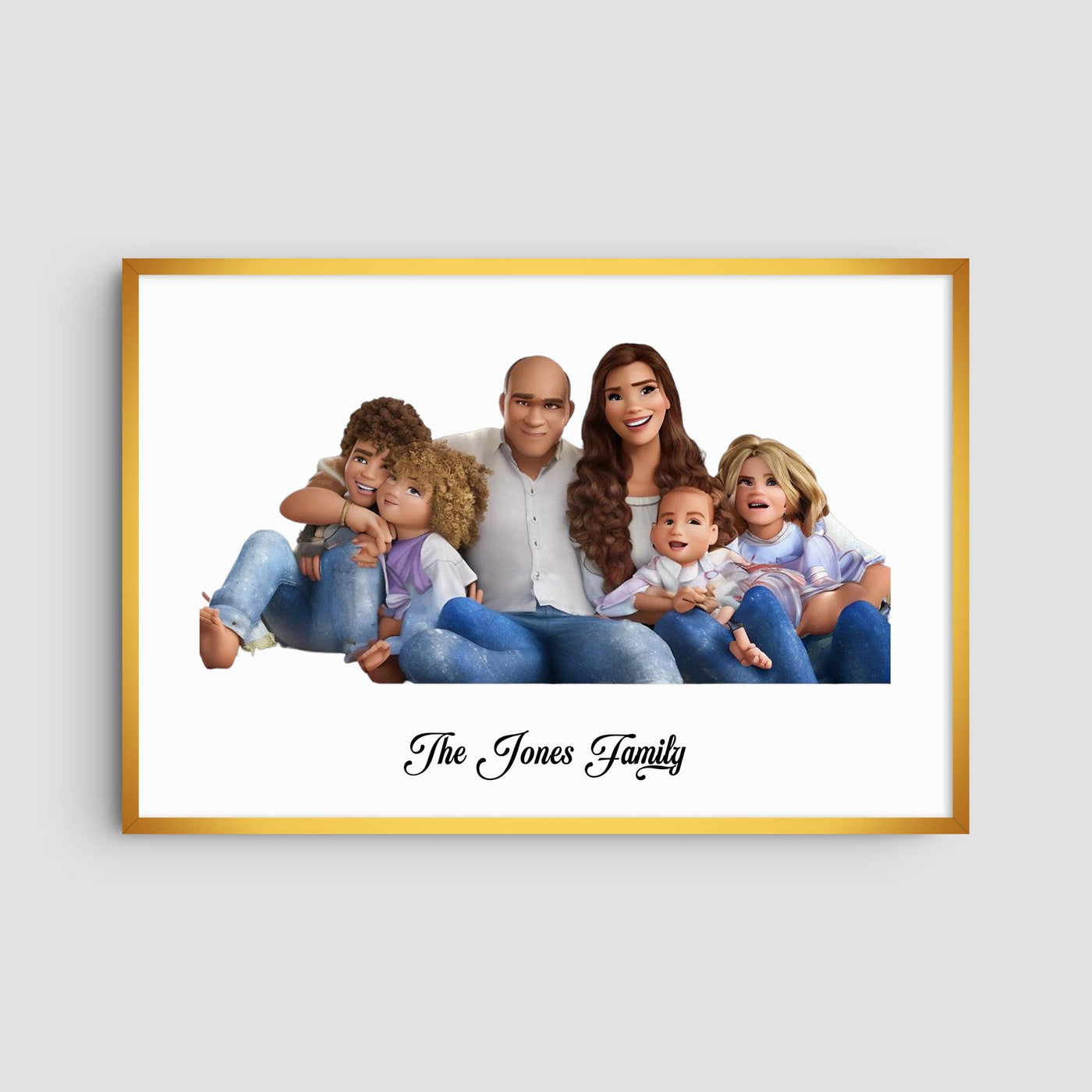 Custom Six Family Cartoons - Landscape