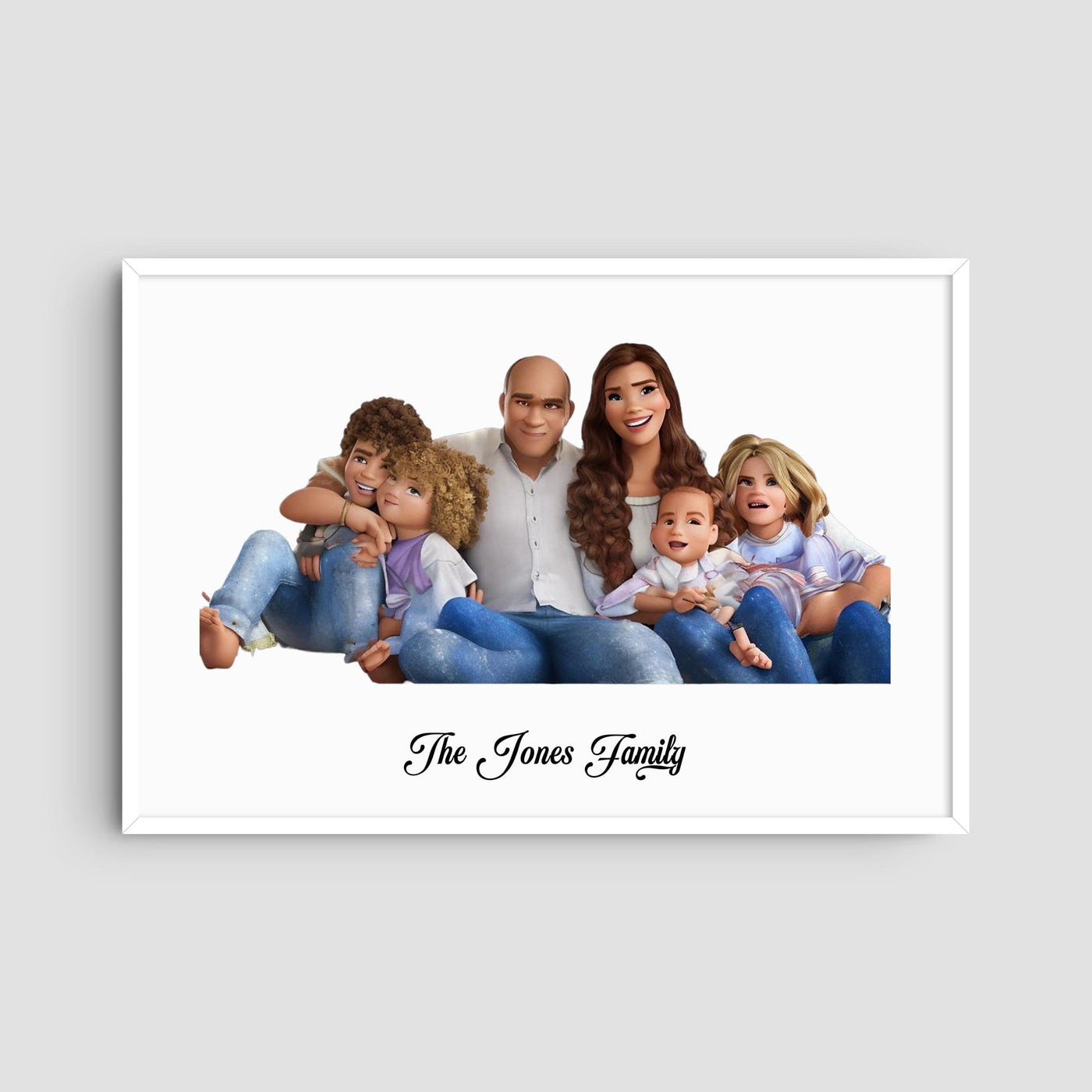 Custom Six Family Cartoons - Landscape