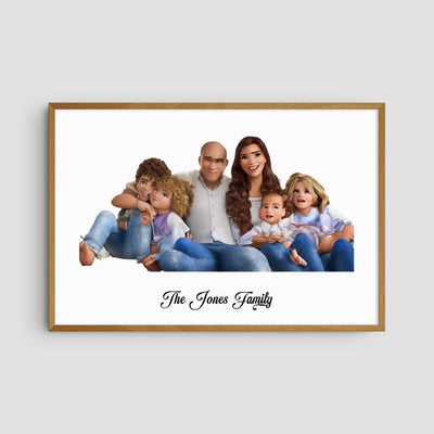 Custom Six Family Cartoons - Landscape