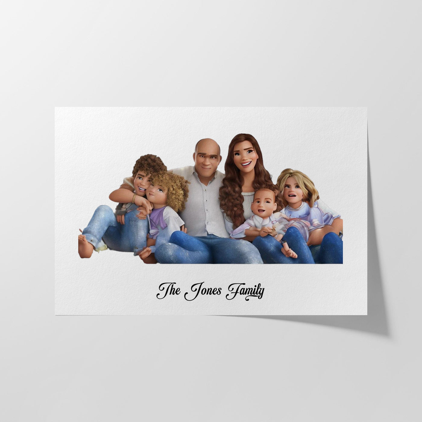 Custom Six Family Cartoons - Landscape