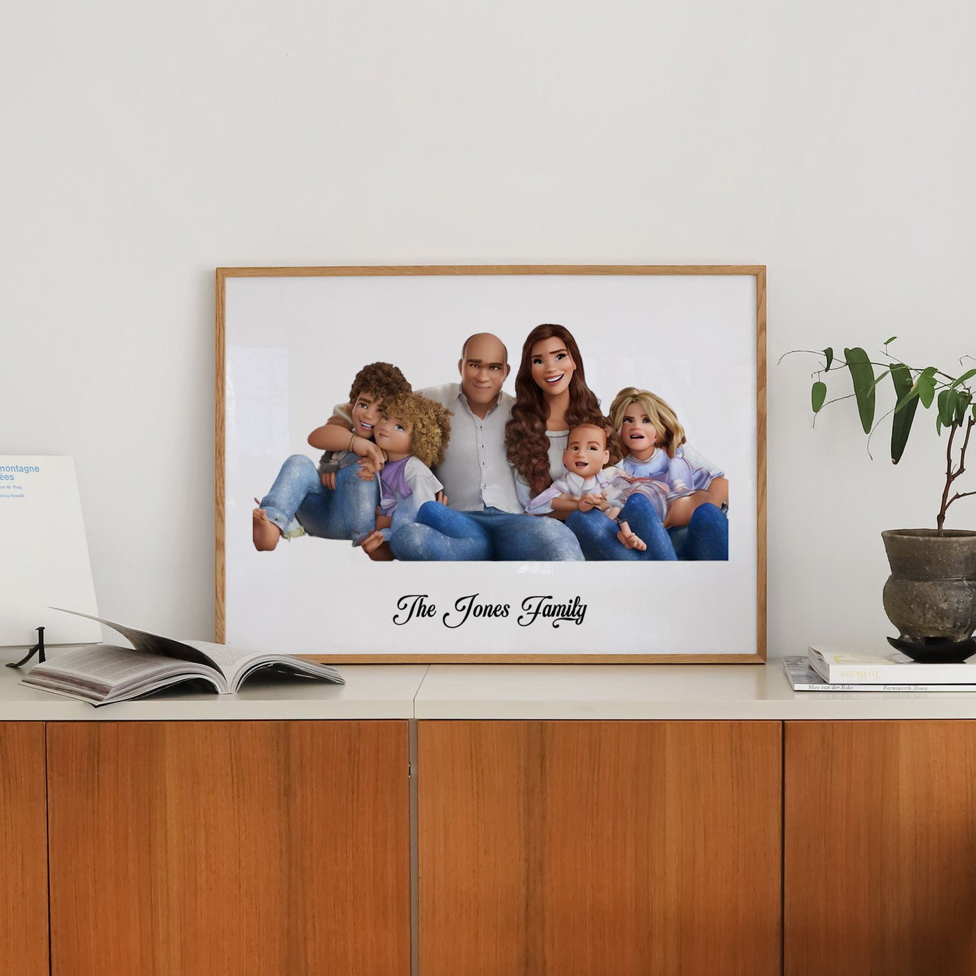 Custom Six Family Cartoons - Landscape