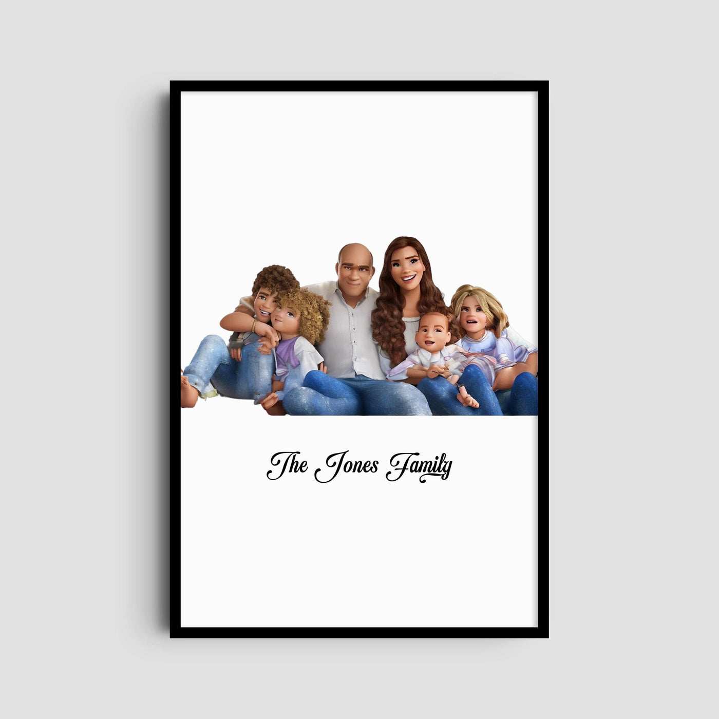 Custom Six Family Cartoons - Portrait