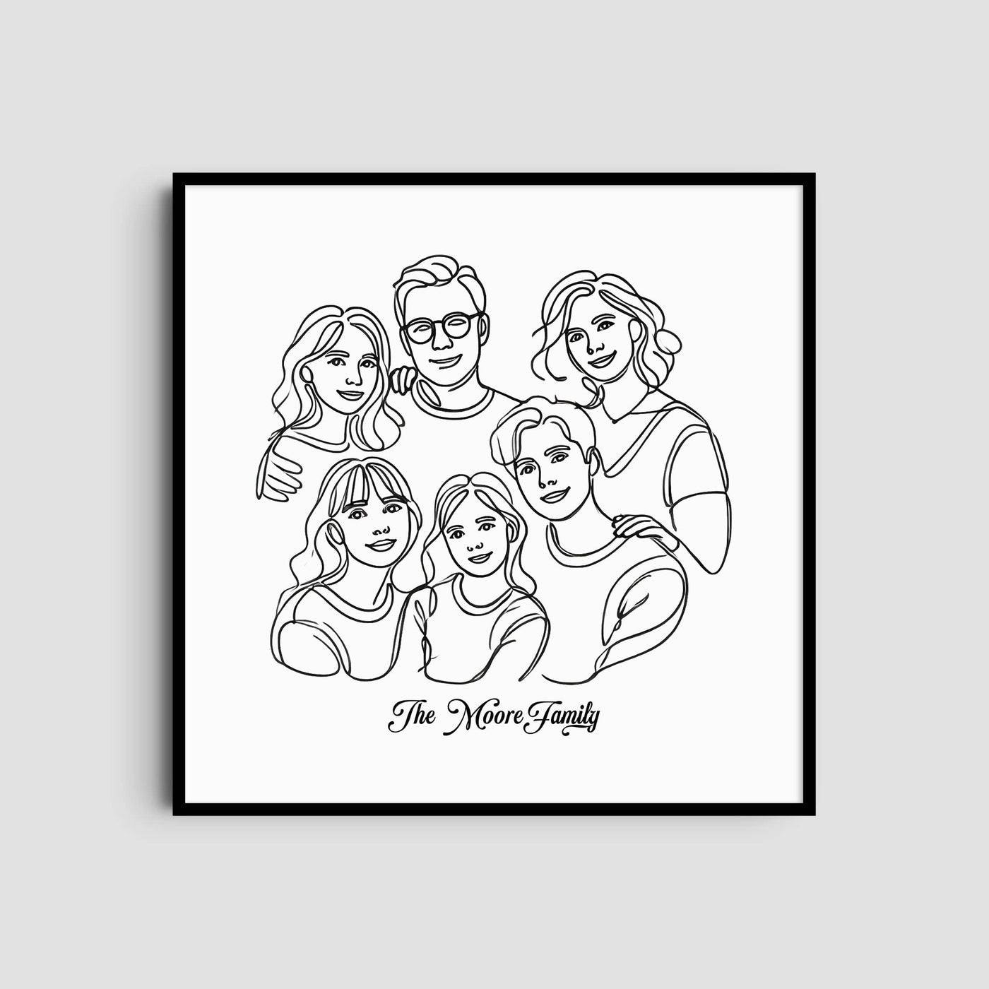 Custom  Six Line Art Family - Square