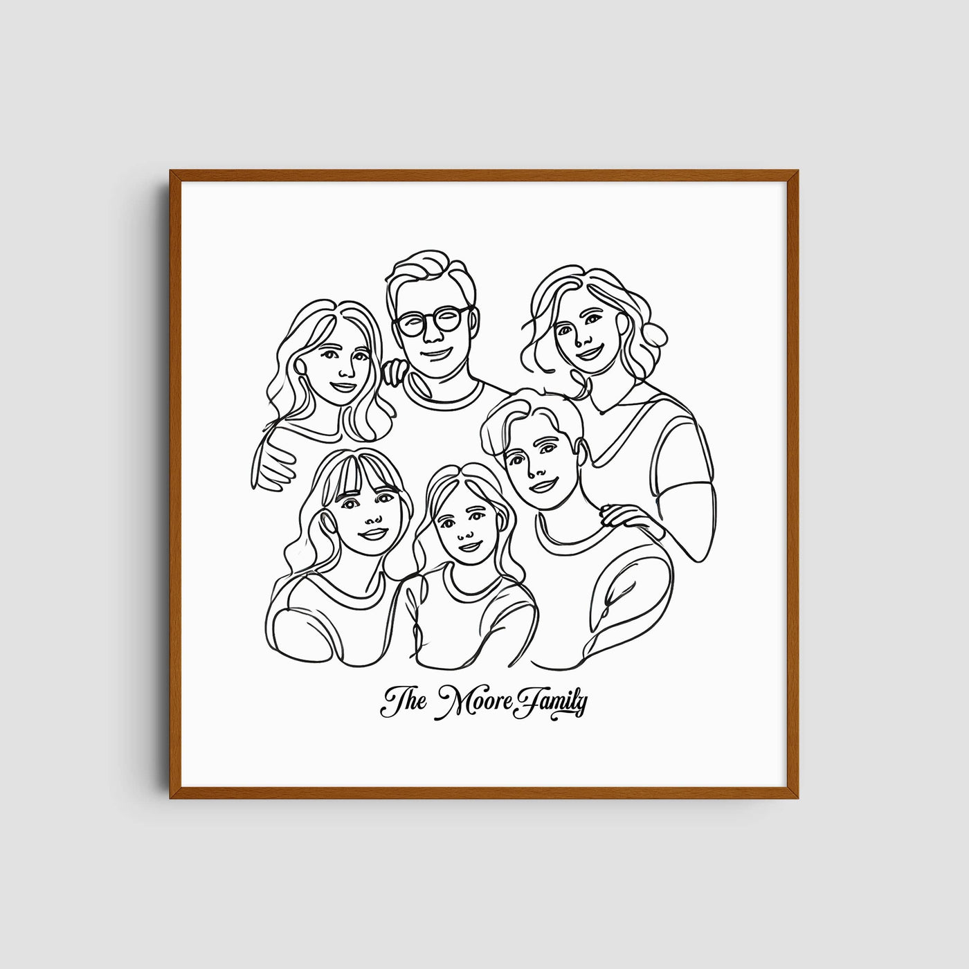 Custom  Six Line Art Family - Square