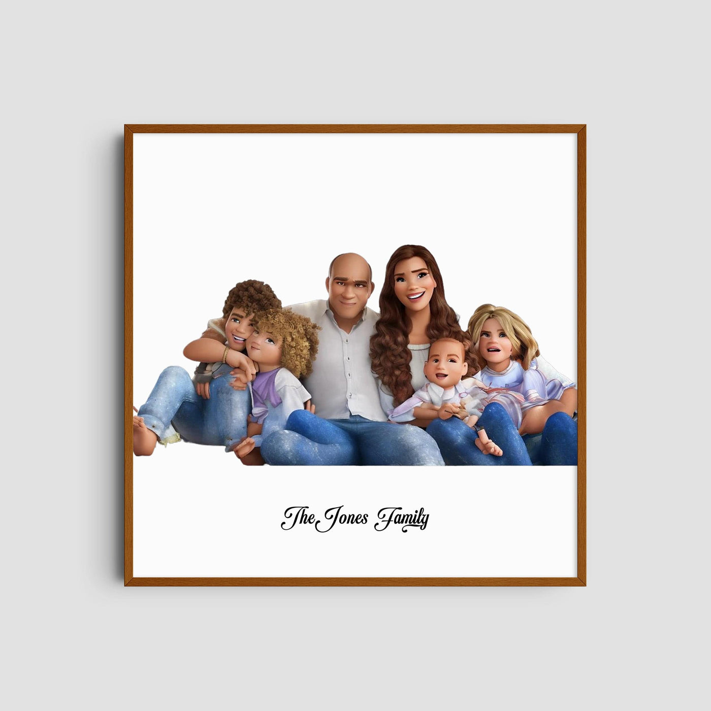 Custom Six Family Cartoons - Square