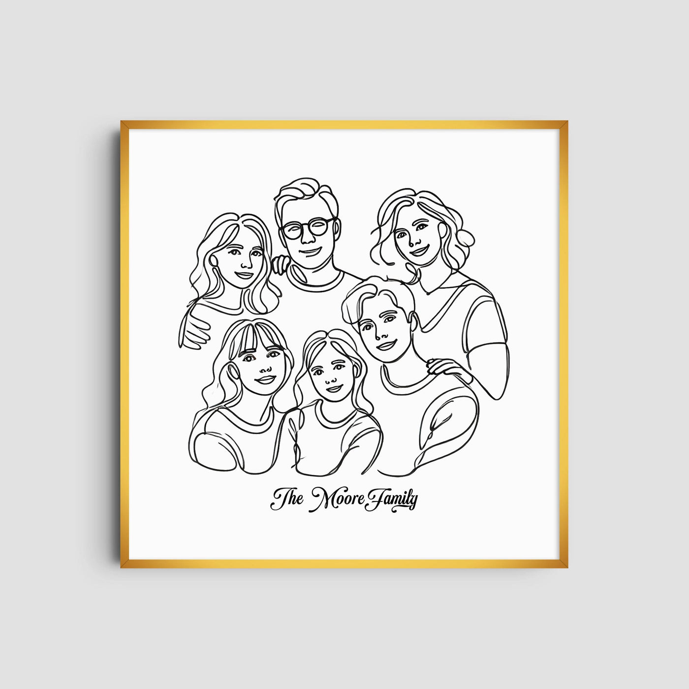 Custom  Six Line Art Family - Square