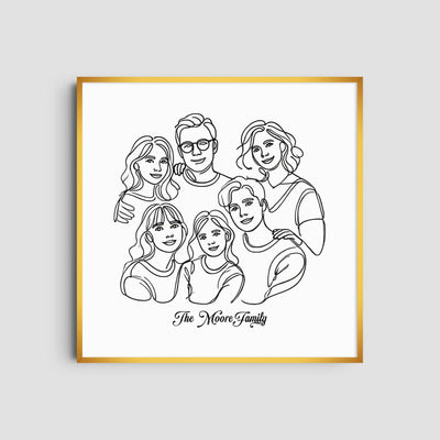 Custom  Six Line Art Family - Square