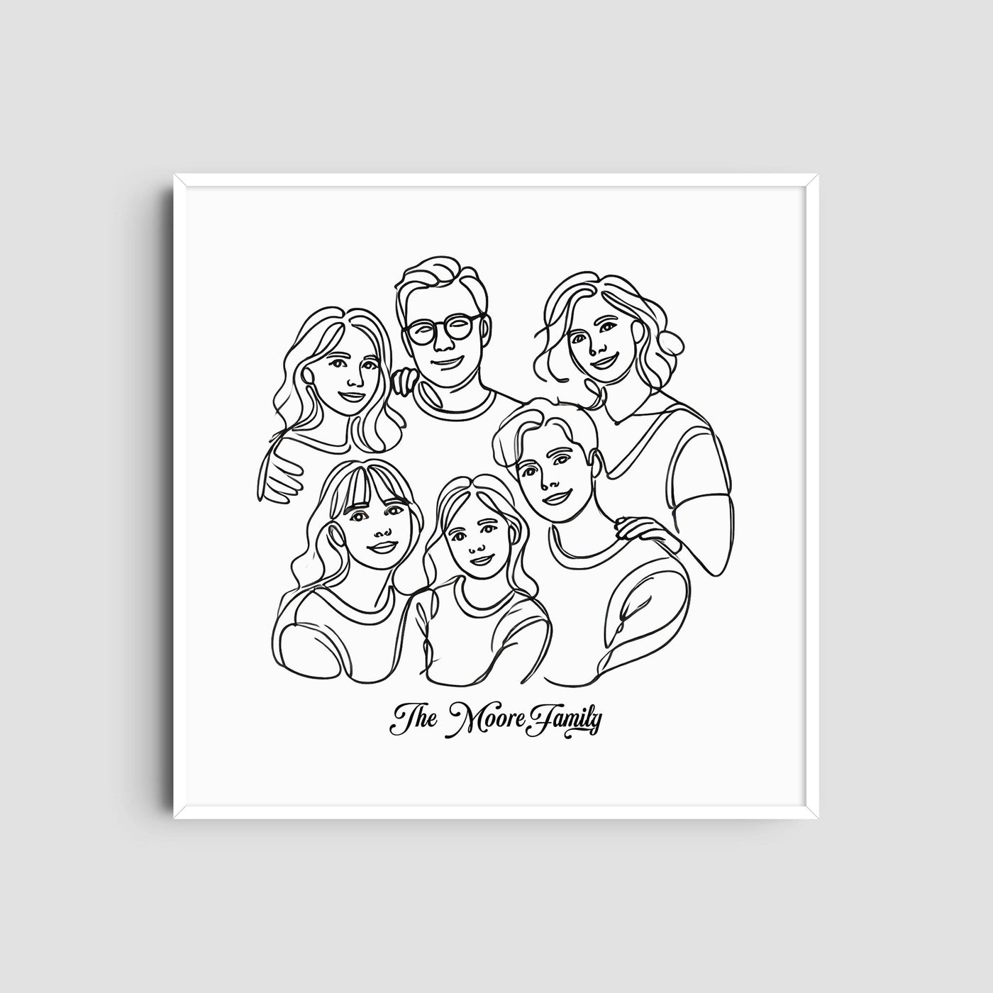 Custom  Six Line Art Family - Square