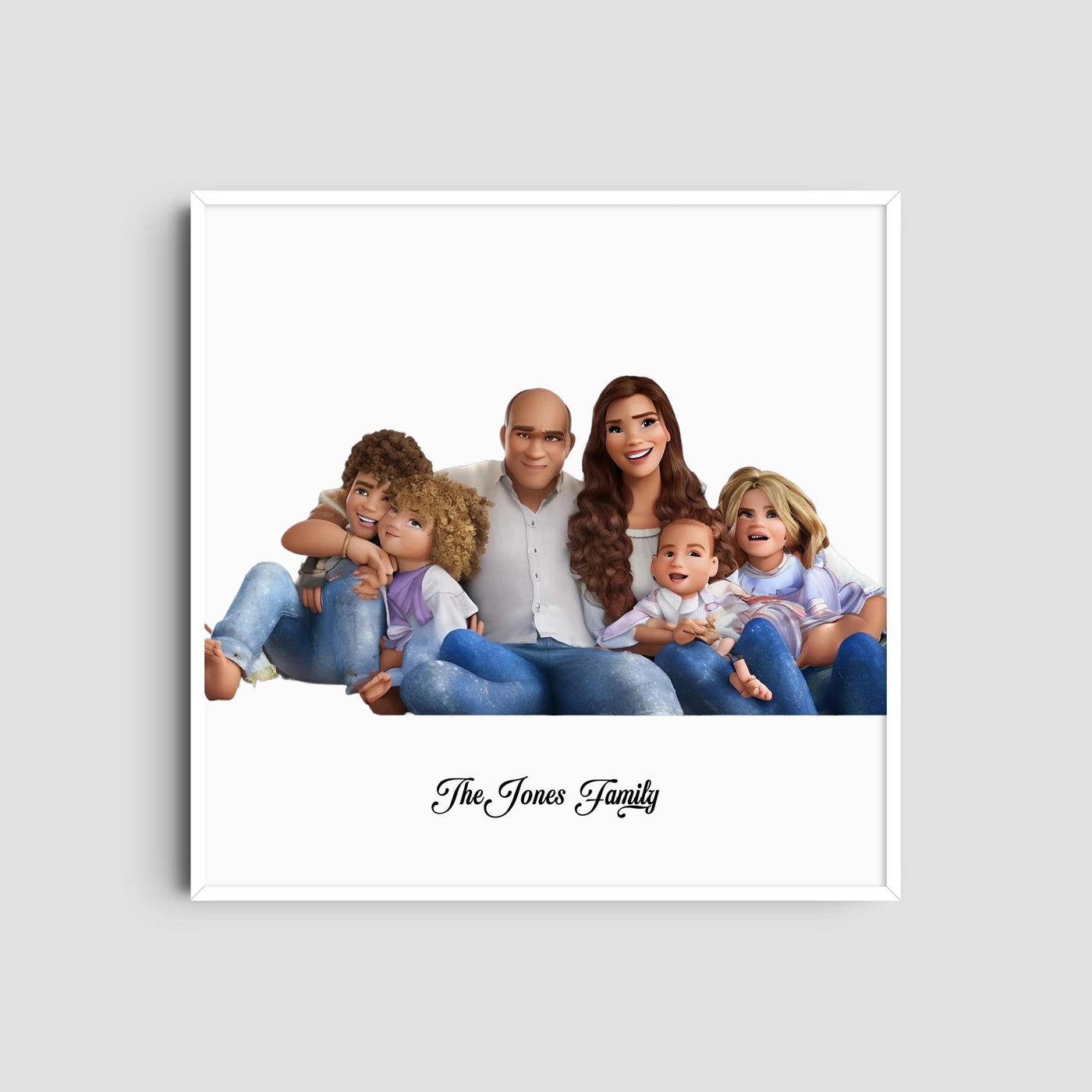 Custom Six Family Cartoons - Square