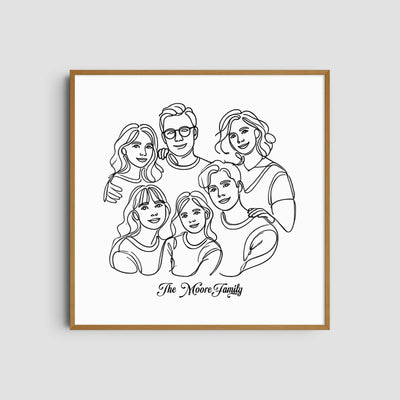 Custom  Six Line Art Family - Square