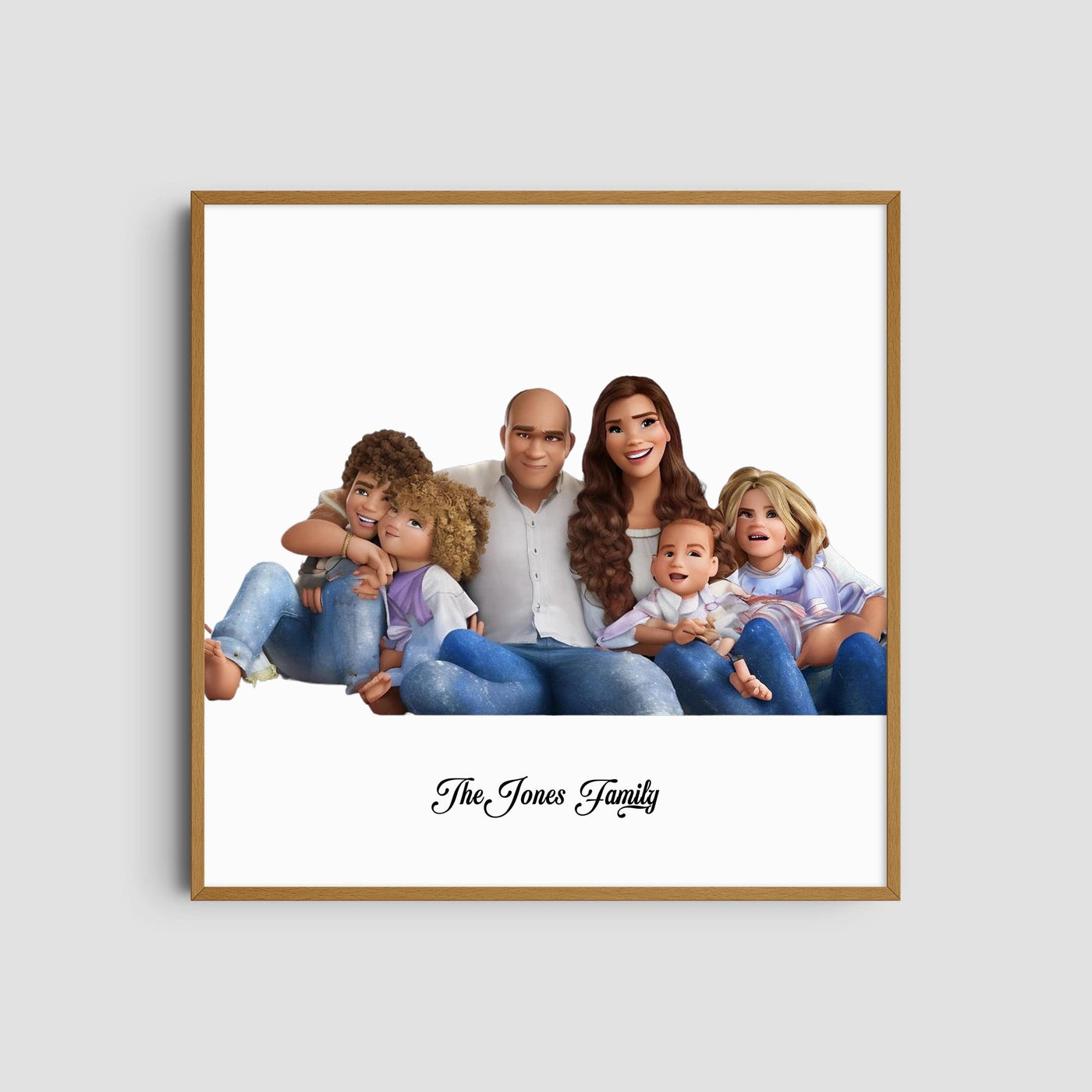 Custom Six Family Cartoons - Square