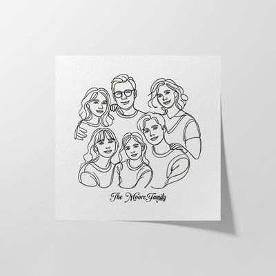 Custom  Six Line Art Family - Square