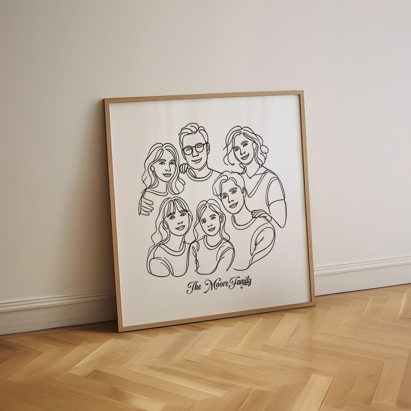 Custom  Six Line Art Family - Square