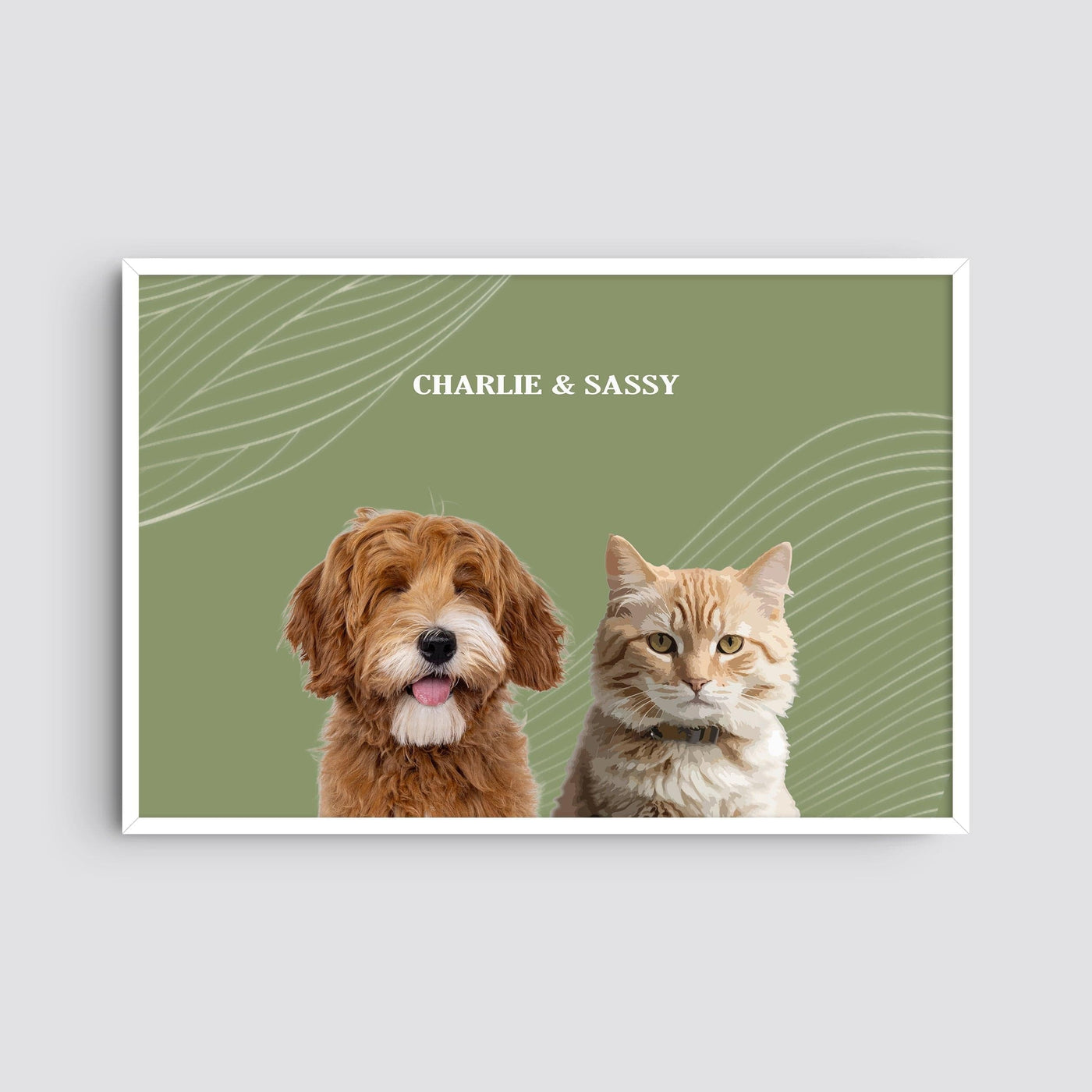 Custom Two Pets Modern Portrait