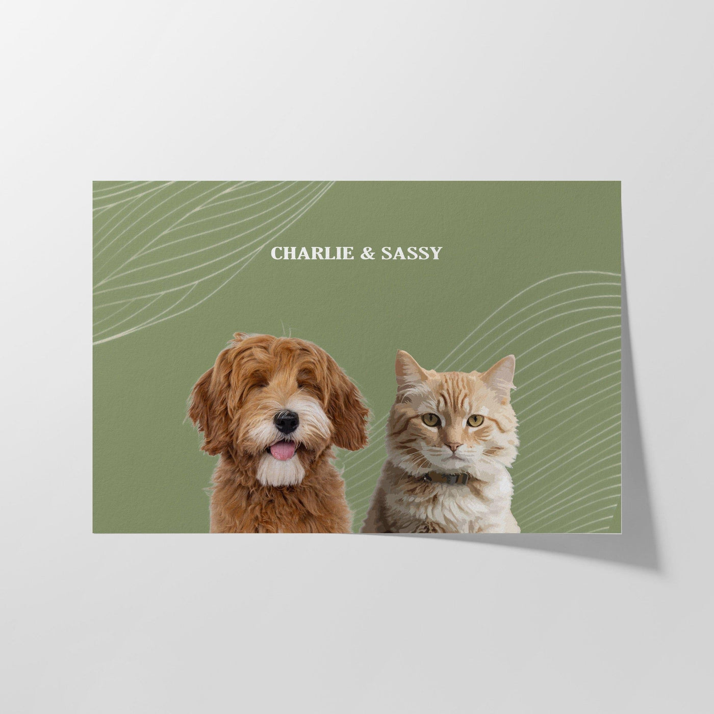 Custom Two Pets Modern Portrait