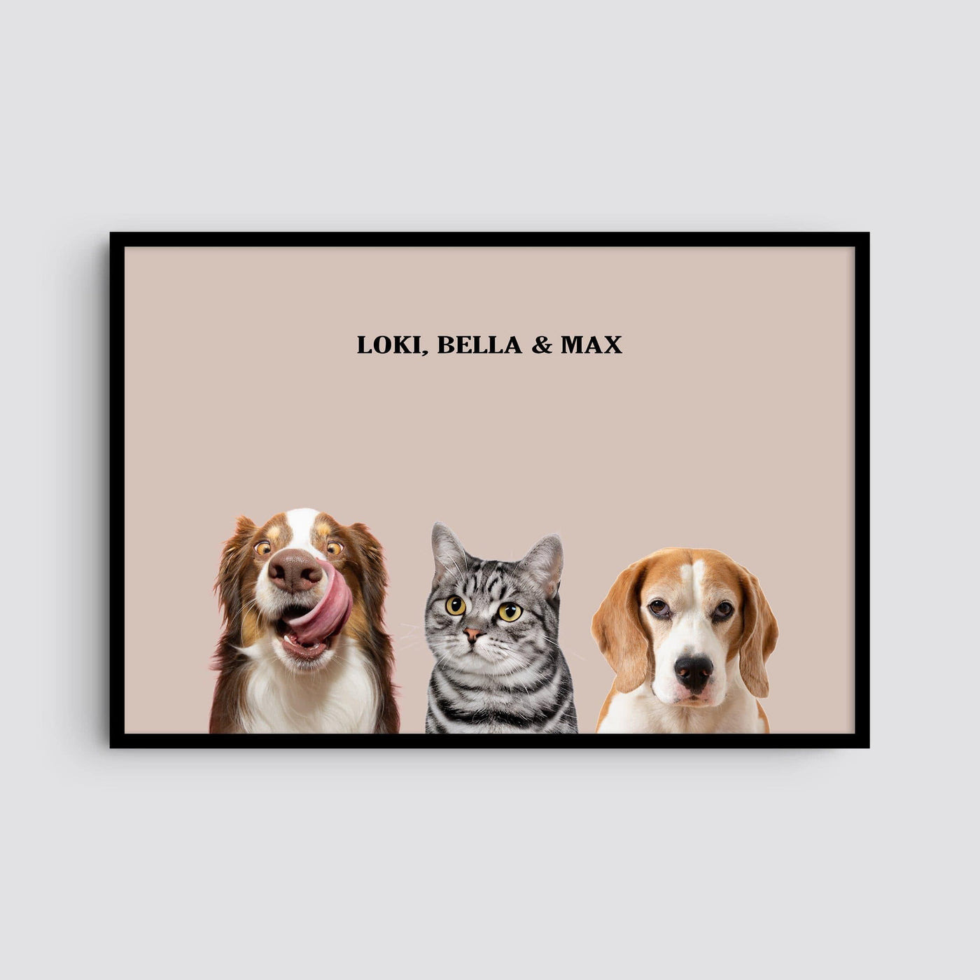 Custom Three Pets Modern Portrait