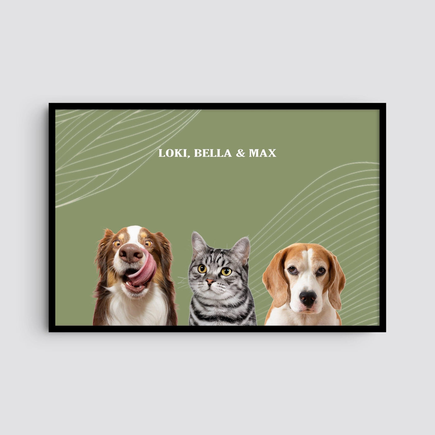 Custom Three Pets Modern Portrait