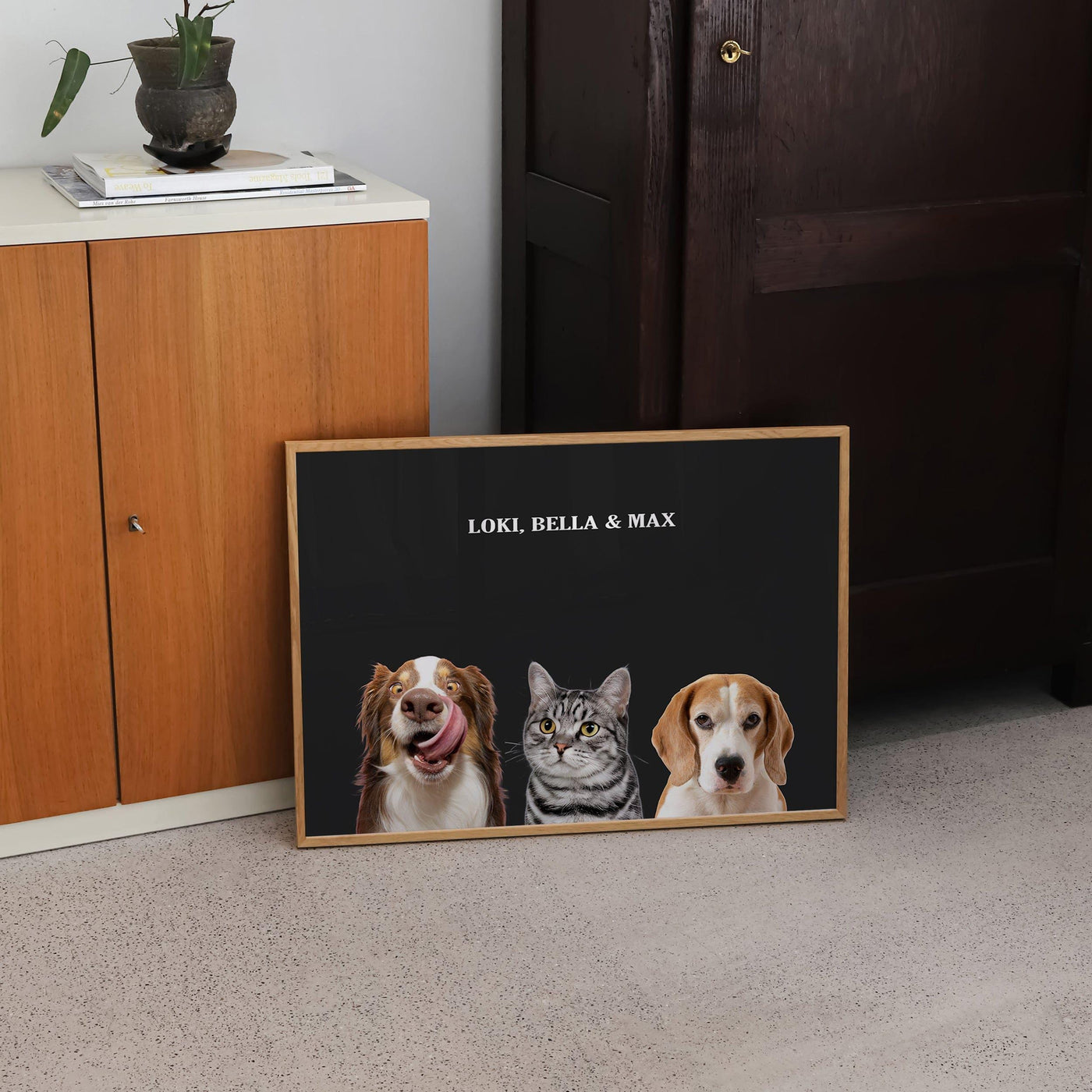 Custom Three Pets Modern Portrait