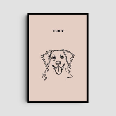 Custom One Pet Line Art Portrait