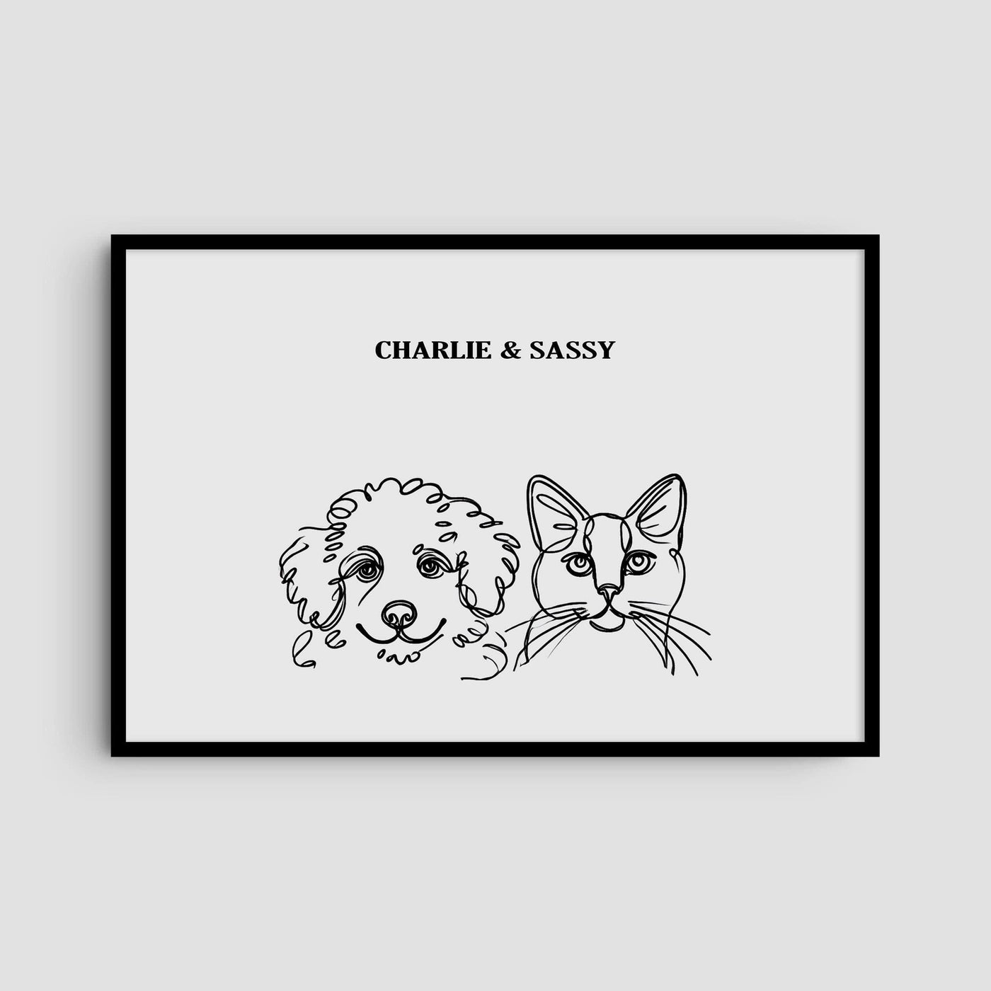 Custom Two Pets Line Art Portrait