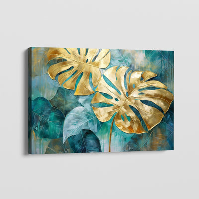 GOLD AND GREEN LEAVES CANVAS